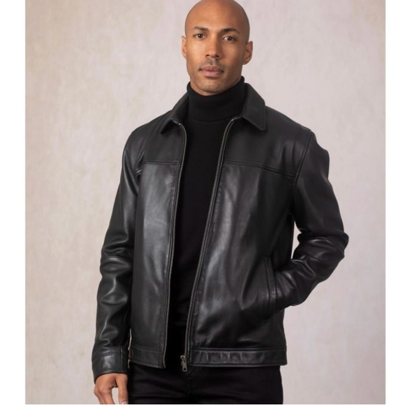 Jos. A. Bank Executive Collection Genuine Leather Black Bomber Jacket Medium New